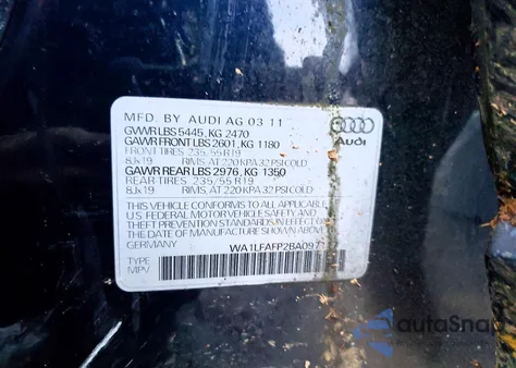 2011 Audi Q5 Premium Plus z USA, uszkodzony, nr VIN WA1LFAFP2BA097117